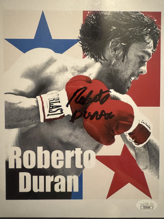 Roberto Duran signed autographed 8x10 Rare Country Flag boxing photo COA.
